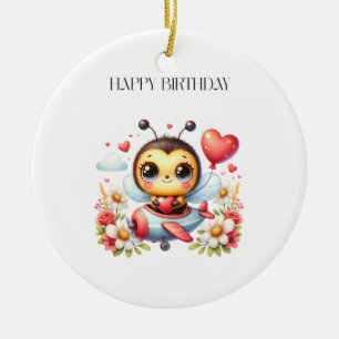 Bienenpilot Geburtstag Keramik Ornament