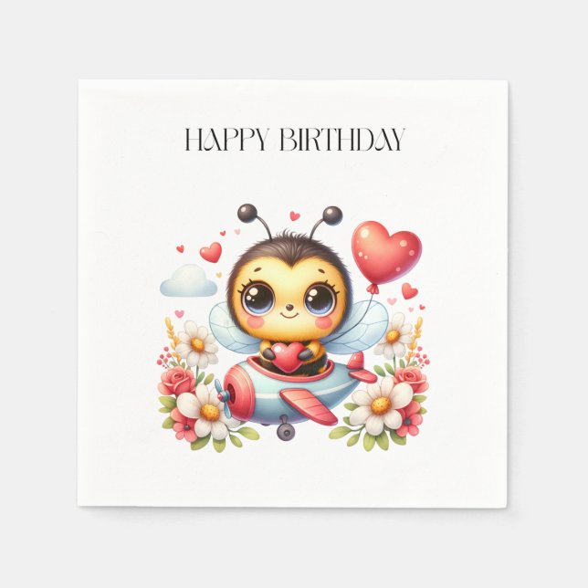 Bienenpilot Geburtstag Serviette (Vorderseite)