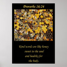 Bienenposter. Freundliche Worte sind wie Honig Chr