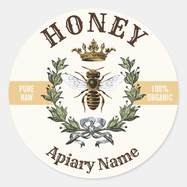 Bienenreath und Crown Honey Jar 2 Runder Aufkleber (Vorderseite)