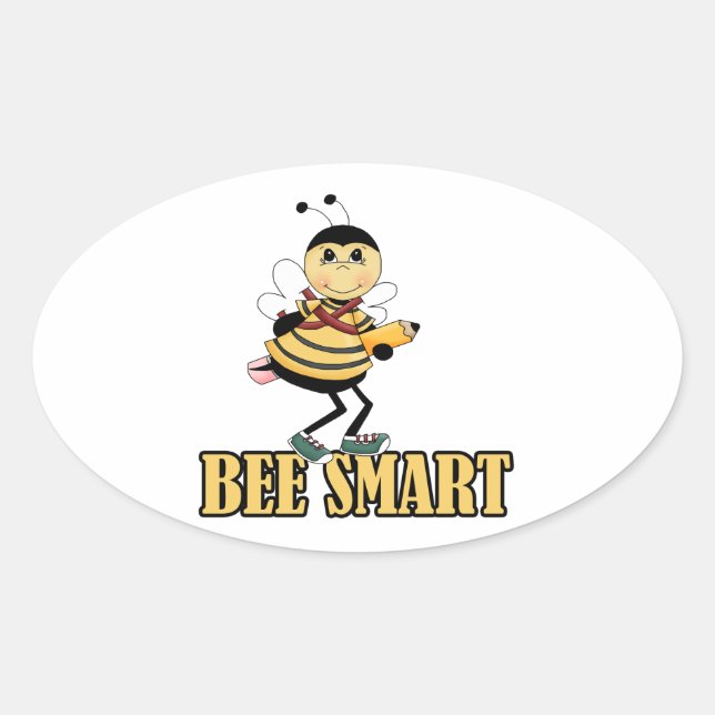 Bienenstarbe mit Bleistift Ovaler Aufkleber (Vorderseite)