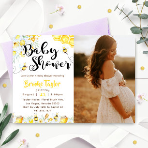 Bienenstelle Wildblume Baby Shower Foto Einladung