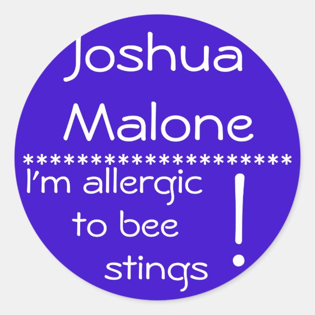 Bienenstich Allergy Label Runder Aufkleber (Vorderseite)
