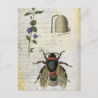 Bienenstock-Blume Postkarte