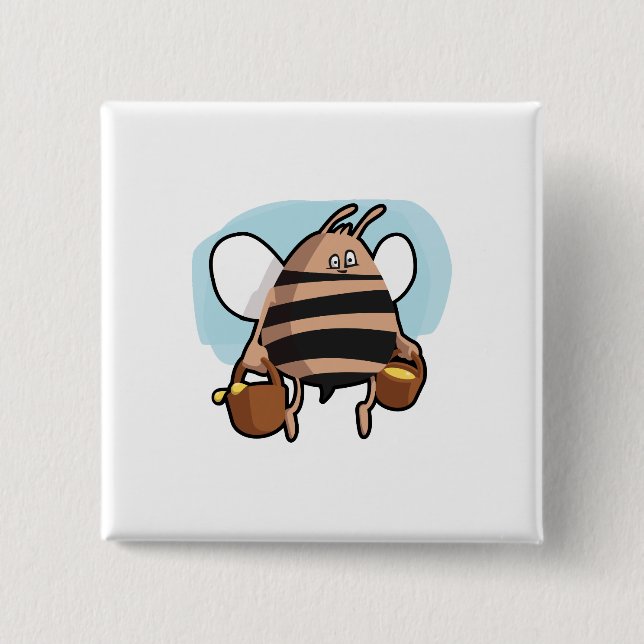 Bienenstock-Cartoon Button (Vorderseite)