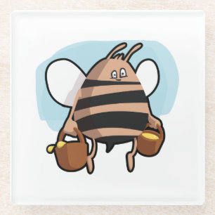 Bienenstock-Cartoon Glasuntersetzer