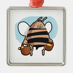 Bienenstock-Cartoon Silbernes Ornament