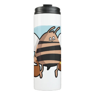 Bienenstock-Cartoon Thermosbecher
