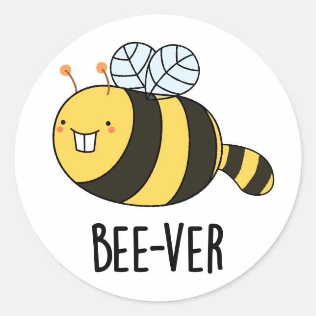 Bienenstock-Funny Animal Beaver Pun Runder Aufkleber (Vorderseite)
