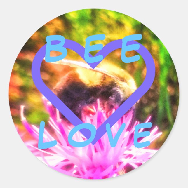 Bienenstock-LIEBE+ großer Rundaufkleber Runder Aufkleber (Vorderseite)