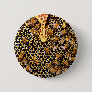 Bienenstock mit Honigwabenbäumen Nah Button