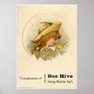 Bienenstock-Nähmaschine und Poster