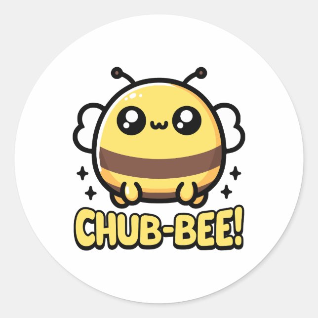 Bienenstock! Niedlich Chubby Bee Pun Runder Aufkleber (Vorderseite)