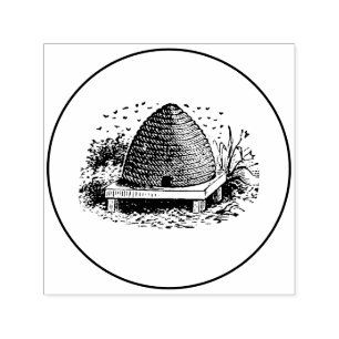 Bienenstock und Bienen #1 Heraldisch Antik Name Ad Permastempel