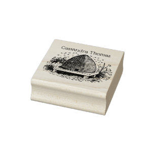 Bienenstock und Bienen #1 Heraldisch Antik Name Gummistempel