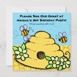 Bienenstock und Bienen fertigten Einladung