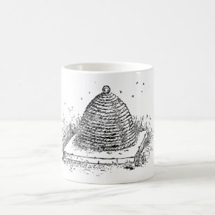 Bienenstock-Vintages Schwarzweiss-Zeichnen Kaffeetasse