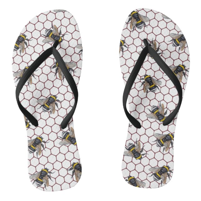 Bienenstock weiß. Honigknocheninsekt Bienenstock Flip Flops (Fußbett)