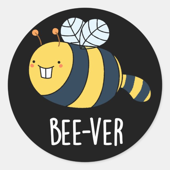 Bienenstöcke — Bienenblüte Pun Dark BG Runder Aufkleber (Vorderseite)