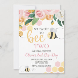 Bienenstöcke Birthday Rosa Blütenblüte Einladung