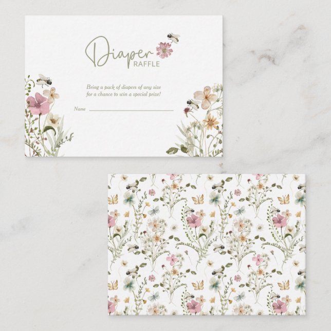 Bienenstromdusche Wildblume Windelwanne Begleitkarte (Vorne/Hinten)