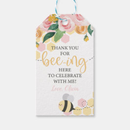 Bienentag 1. Geburtstag Blumenrosa danke Ihnen für Geschenkanhänger