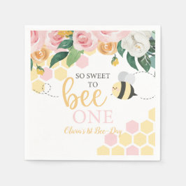 Bienentag Hummel 1. Geburtstag Rosa Blütenblüte Serviette