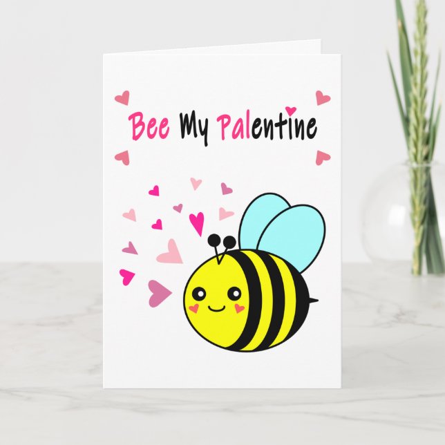 Bienentag Niedlicher Valentinstag Feiertagskarte (Vorderseite)