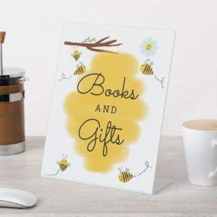 Bienenthema Baby Duschdekor Bücher und Geschenke U Sockelschild