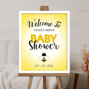 Bienenthema Babydusche Begrüßung Schildschaum Boar Poster