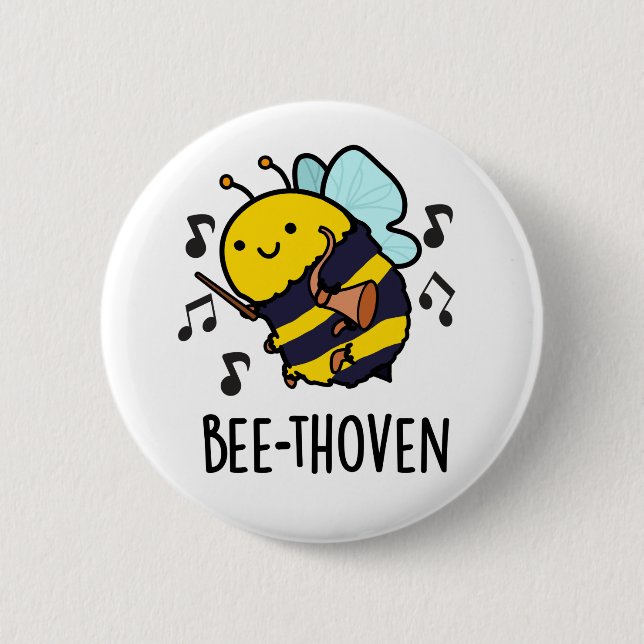 Bienenthoven Funny Music Bee Pun Button (Vorderseite)