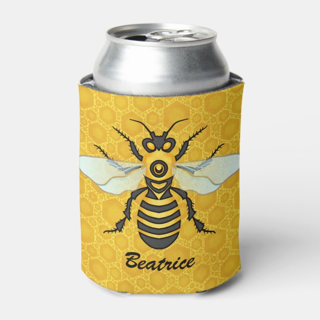 Bienenwabe Personalisiert Name Honeybee Hive Dosenkühler (Kanne Vorderseite)