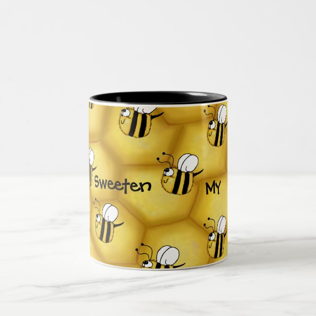 Bienenwabenkollage Zweifarbige Tasse (Mittel)