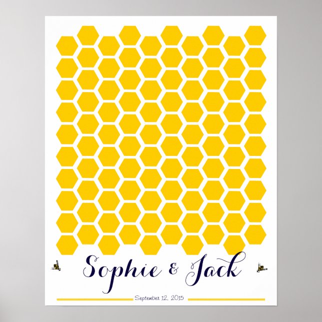 Bienenwabenunterschrift Hochzeitstorbuch Poster (Vorne)