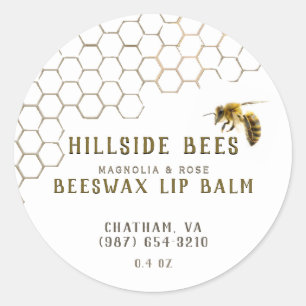 Bienenwachs-Balsam-Etikett mit Honigwabe & Biene Runder Aufkleber