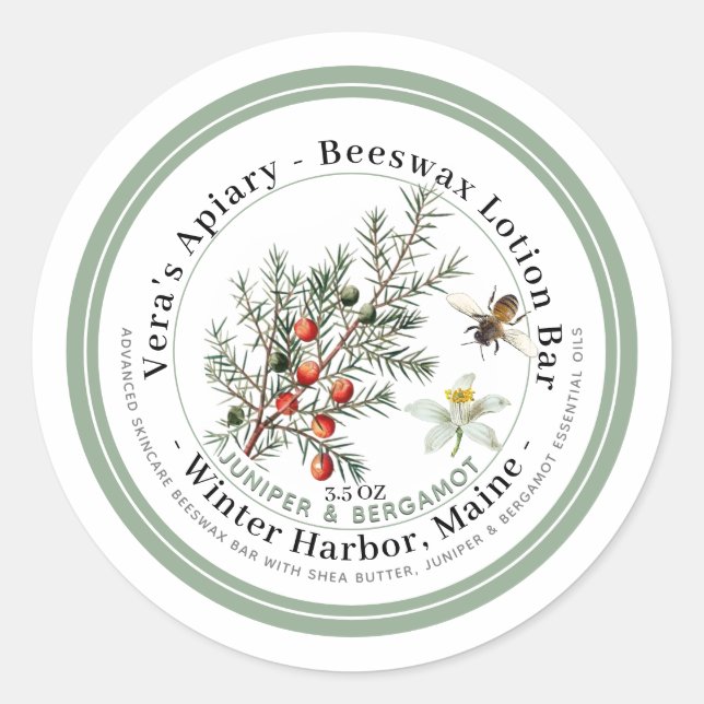 Bienenwachs-Hautpflegeletikett-Bar Runder Aufkleber (Vorderseite)