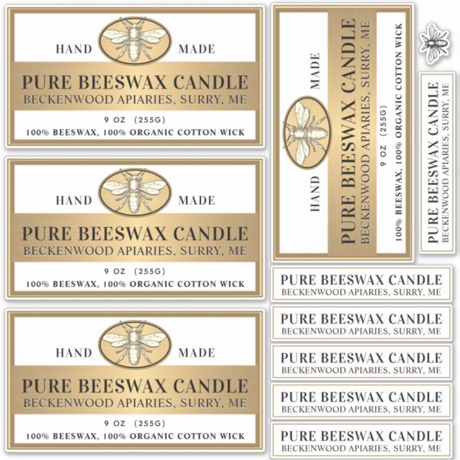 Bienenwachs-Kerze Matte Weißes oder durchsichtiges Aufkleber (Vorderseite)