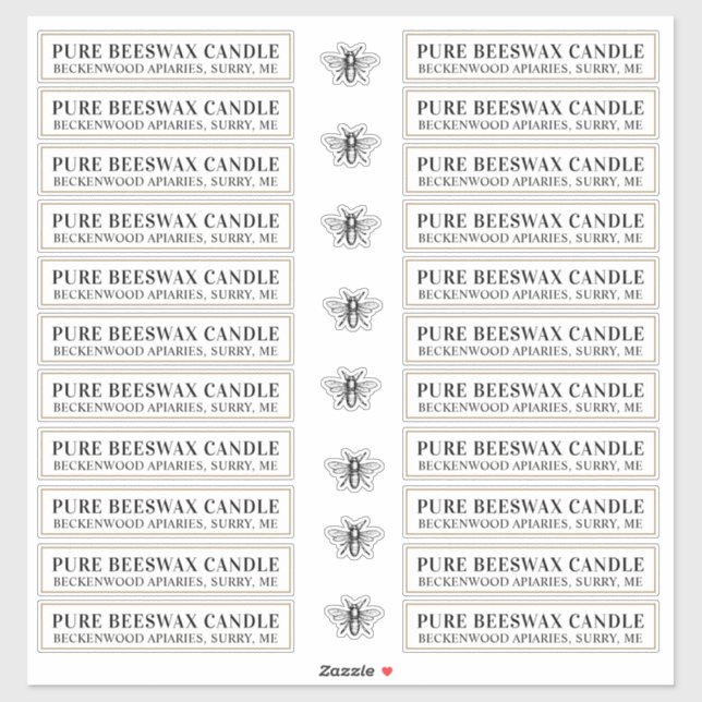 Bienenwachs-Kerze, weiß oder glänzend transparent Aufkleber (Blatt)