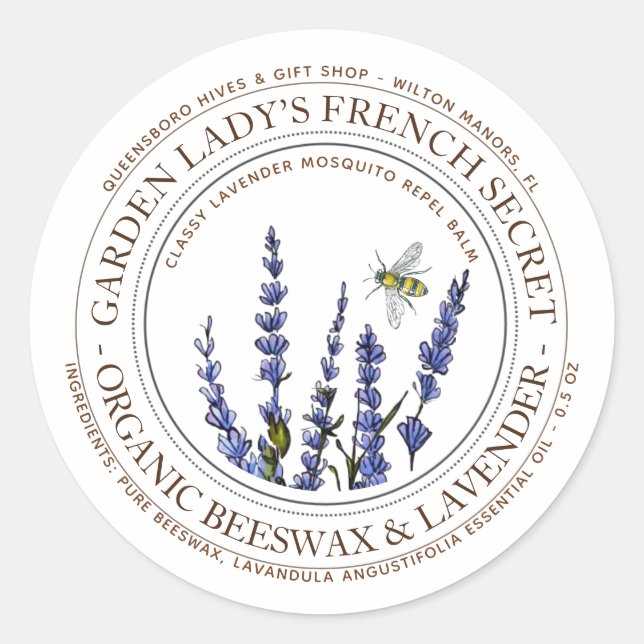 Bienenwachs-Lavendel-Mücke Repellant Lotion Bar Runder Aufkleber (Vorderseite)
