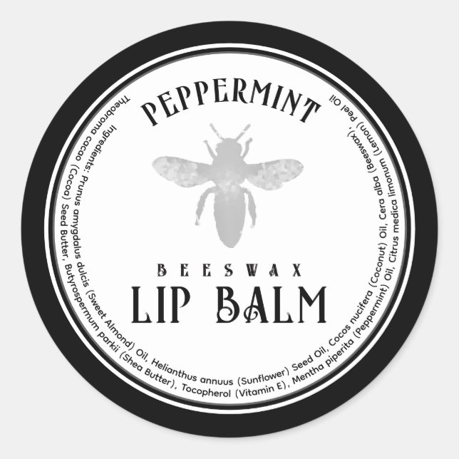 Bienenwachs Peppermint Lip Balm Queen Bee Silver Runder Aufkleber (Vorderseite)