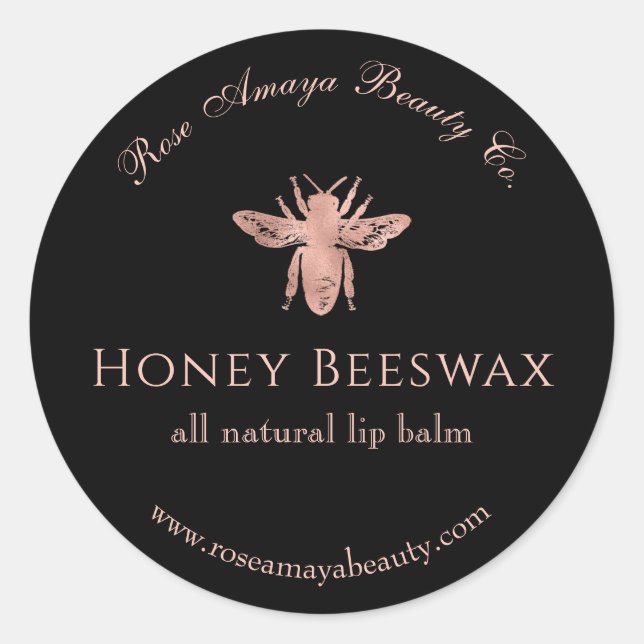 Bienenwachs-Rose Gold Schönheit Kosmetik Runder Aufkleber (Vorderseite)