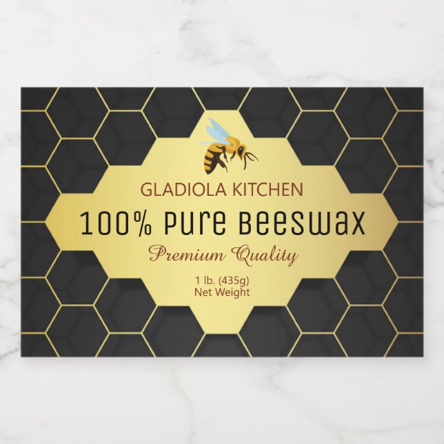 Bienenwachs und Honigwabenrüben Lebensmitteletikett (Einzelnes Label)