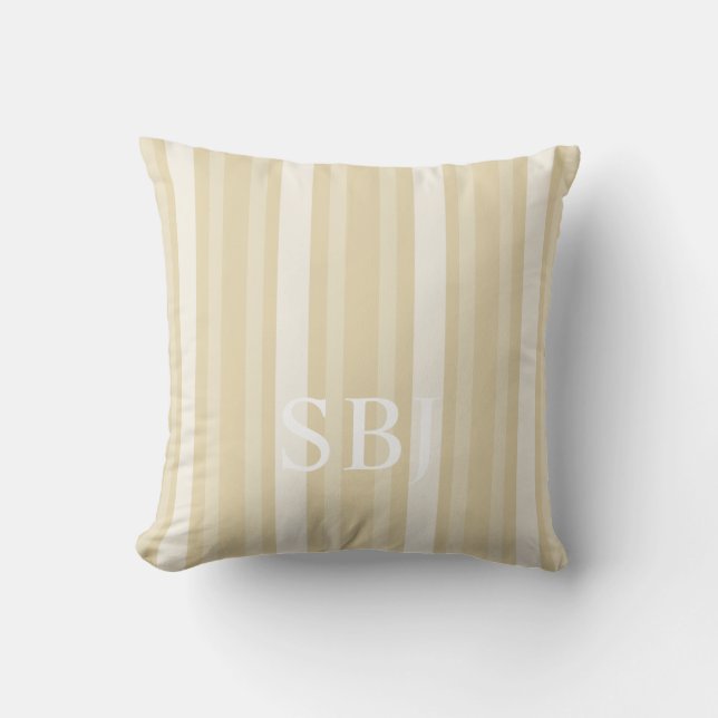 Bienenwachs Viktorianischer Streifen mit Monogramm Kissen (Vorderseite)