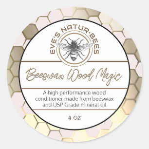 Bienenwachs Wood Polish Bee Apiary Logo Honeycomb Runder Aufkleber