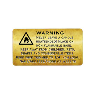 Bienenwachskandale Gold-Blatt-Warnschild Adressaufkleber