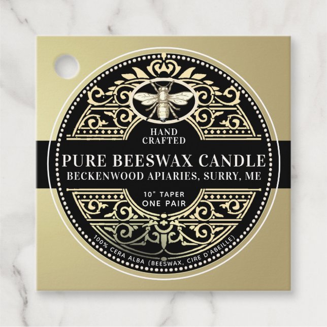 Bienenwachskandle French Fillagree Heraldic Bee Ta Geschenkanhänger (Vorderseite)