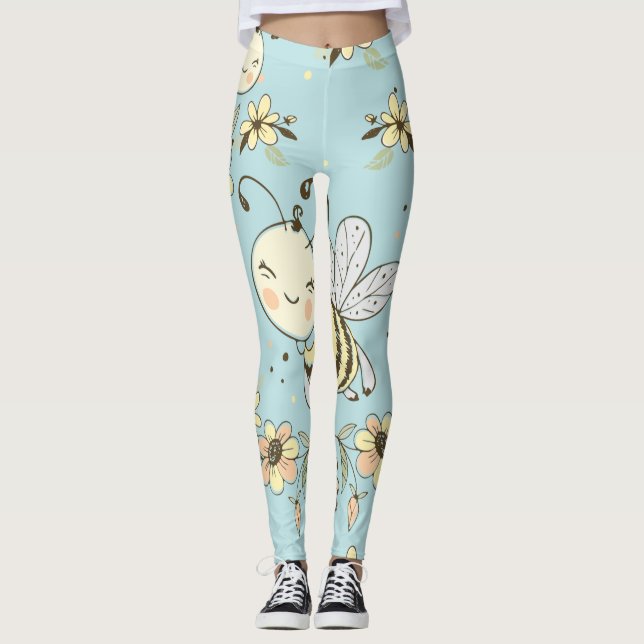 Bienenwall-Dekoration Leggings (Vorderseite)
