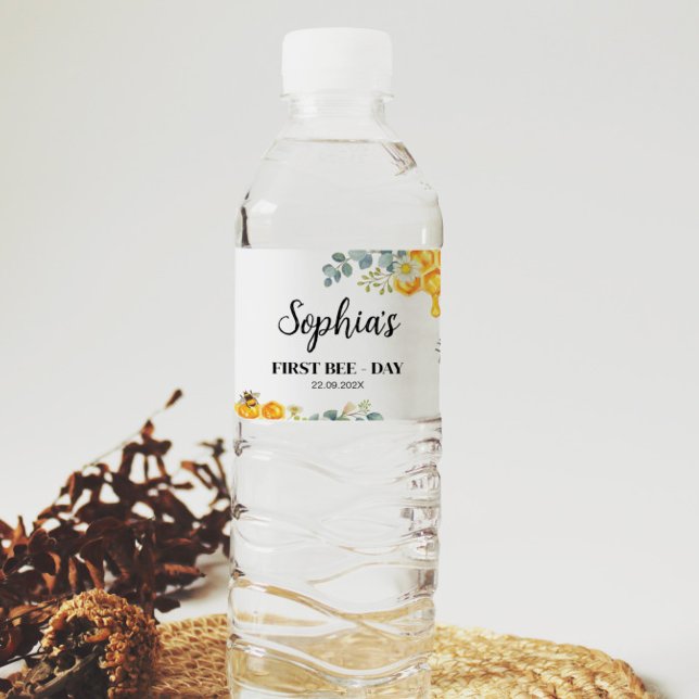 Bienenwasserflasche Etikett Geburtstagsdusche (Von Creator hochgeladen)