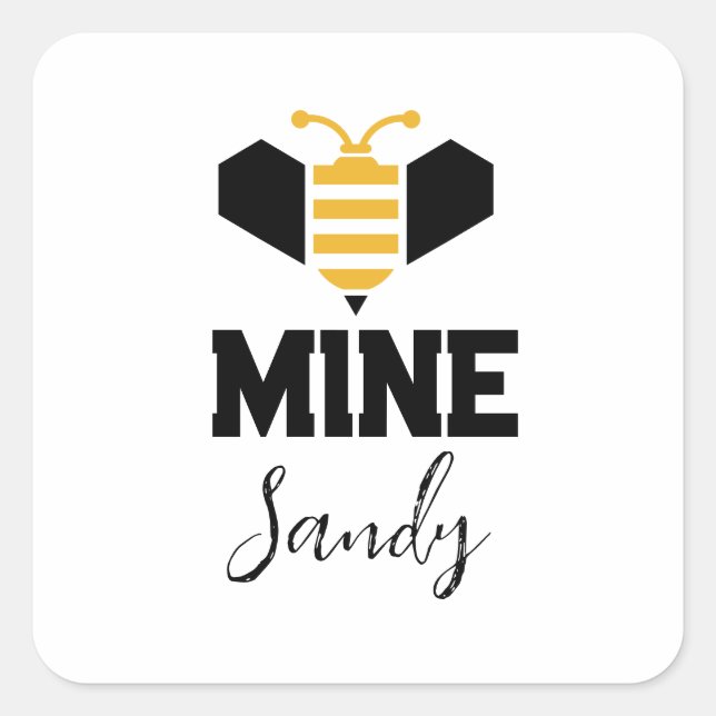 Bienenwerk (Name) Minimalistisches romantisches Ge Quadratischer Aufkleber (Vorderseite)