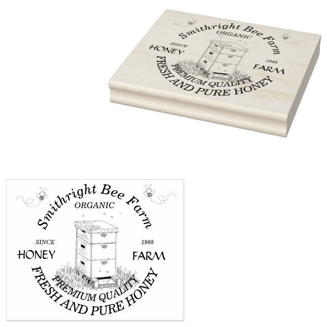 Bienenzucht mit Bienenstock Gummistempel (Stempel)